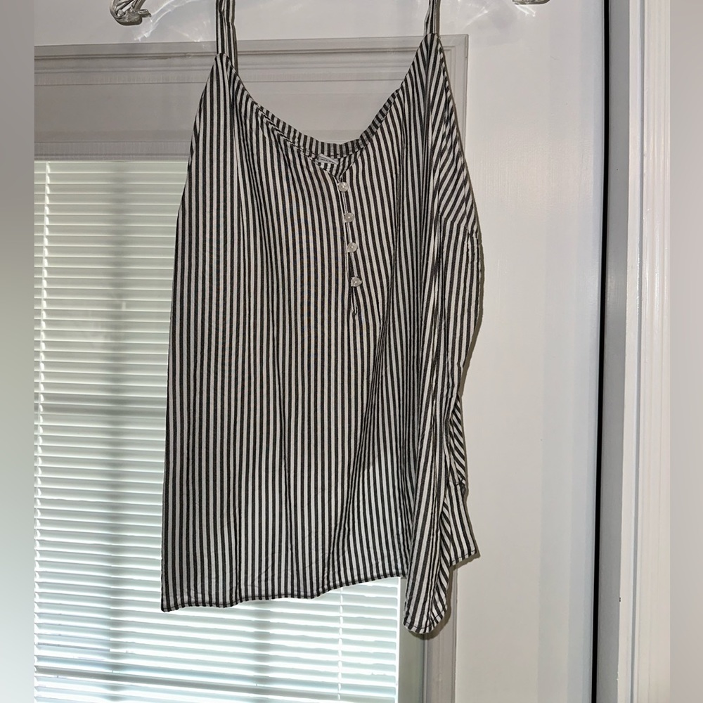 Dark grey/white striped old navy sleeveless top